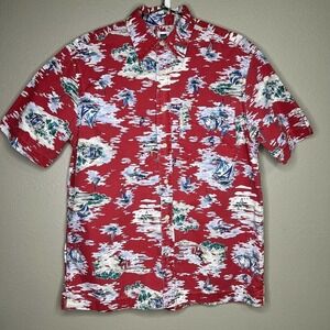 Gap Factory Men's Red Tropical Hawaiian Short Sleeve Button-Up Shirt Size XS